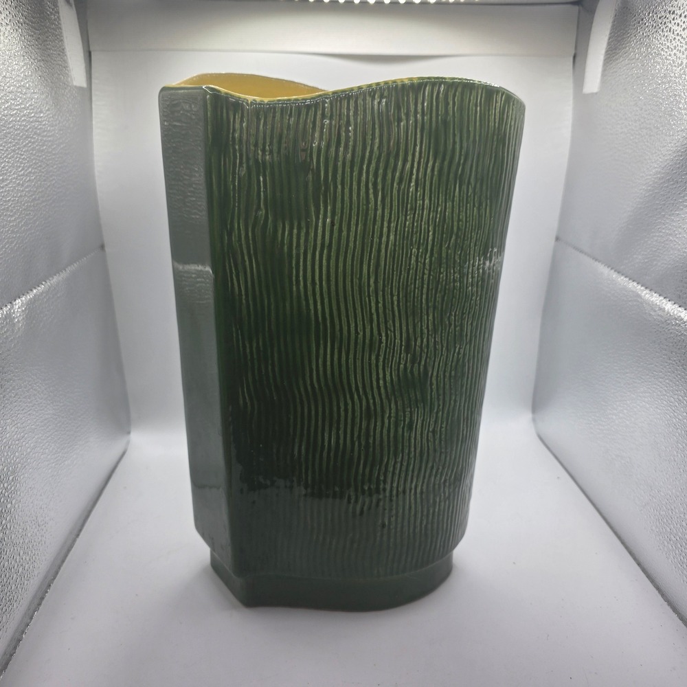 Red Wing Pottery USA Green Textured Vase Mid Century Modern Art Pottery MCM